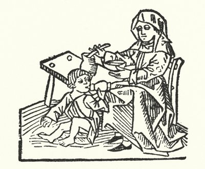 15th century nurse and child by European School