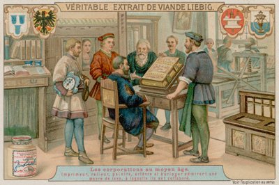 A Printer, Bookbinder, Painter, Goldsmith and Watchmaker Admire a Luxury Book They Have Worked on Together by European School