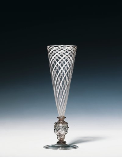 A Faon de Venise Latticinio Flute by European School