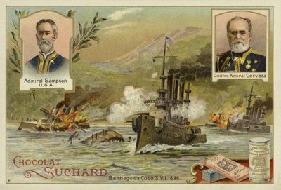 Admirals William Sampson and Pascual Cervera, and the Battle of Santiago de Cuba, Spanish-American War, 3 July 1898 by European School