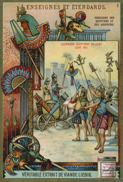 Ancient Egyptian warriors saluting their king by European School