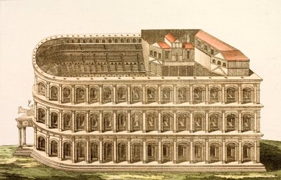 Ancient Roman Theatre of Marcellus, built in the late 1st Century BC by European School
