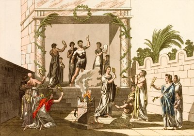 Ancient Romans performing the Rites of Isis, Pompeii by European School