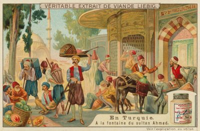 At the fountain of Sultan Ahmed III at Topkapi palace by European School