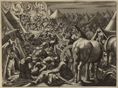 Attack on the Camp of Midian by the 300 Soldiers Chosen by Gideon by European School