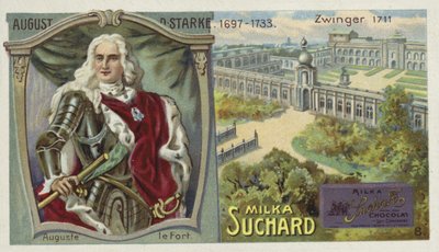 Augustus II the Strong, King of Poland and the Zwinger Palace, Dresden by European School