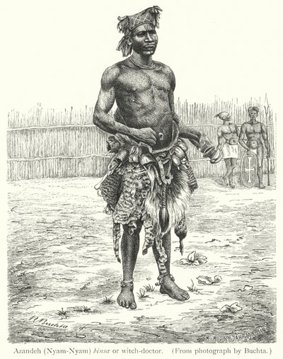 Azandeh (Nyam-Nyam) binsa or witch-doctor by European School