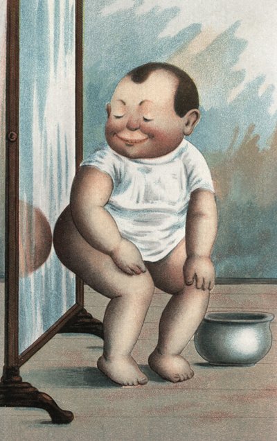 Baby with a Mirror by European School