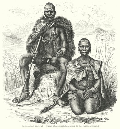 Basuto chief and girl by European School