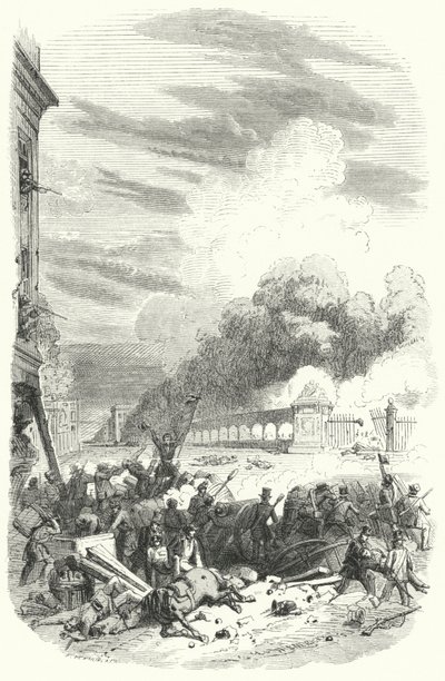 Belgian Rebels at a Barricade Facing the Parc de Bruxelles, Belgian Revolution by European School