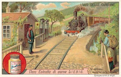Bells to warn of approaching trains at a railway crossing by European School