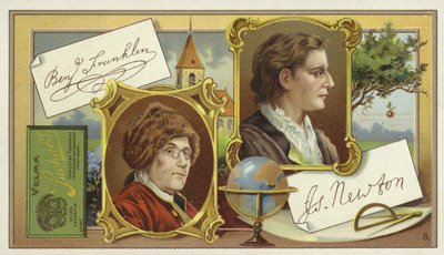 Benjamin Franklin and Isaac Newton by European School