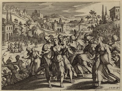 Benjamites carrying off the women of Shiloh to be their wives by European School