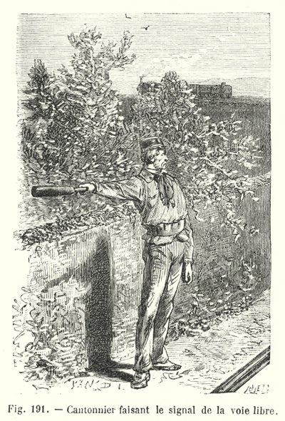 Railway Worker Giving the All-Clear Signal (engraving) by European School