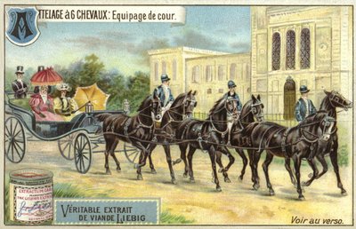 Carriage drawn by six horses by European School