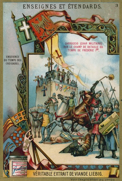 Carroccio on a battlefield of the time of Frederick I Barbarossa, 12th Century by European School