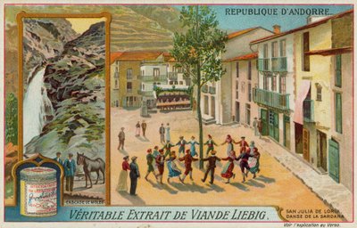 Cascade de Moles and Sardana dancers in San Julia de Loria by European School