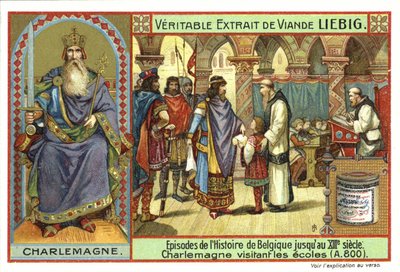 Charlemagne, King of the Franks, Visiting a School, 800 by European School