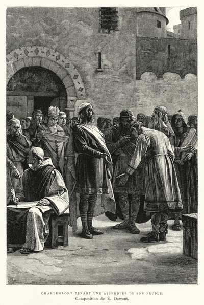 Charlemagne Holding an Assembly of His People by European School