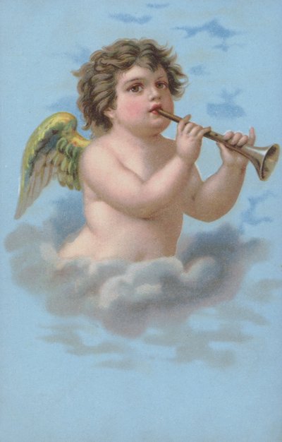 Cherub Playing a Trumpet by European School