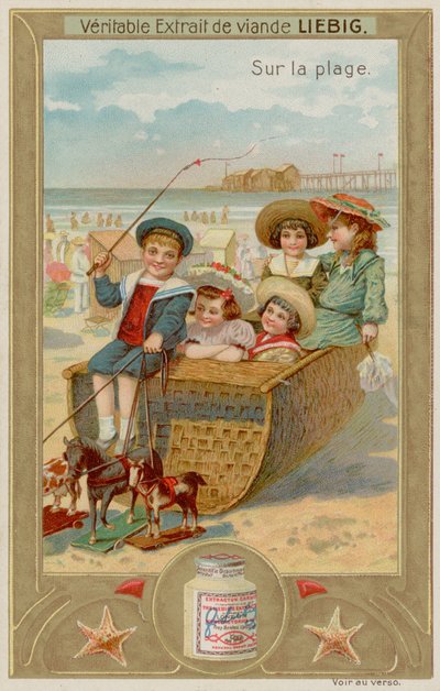 Children in a Pretend Carriage with Toy Horses by European School