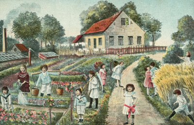 Children in a Garden or Allotment by European School