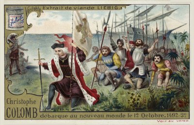 Christopher Columbus Disembarks in the New World, 12 October 1492 by European School