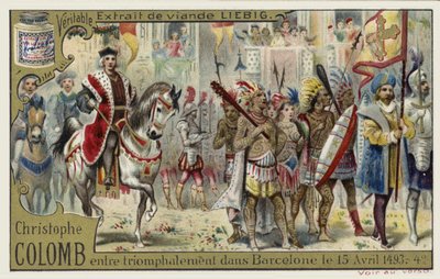 Christopher Columbus Enters Barcelona in Triumph, 15 April 1493 by European School