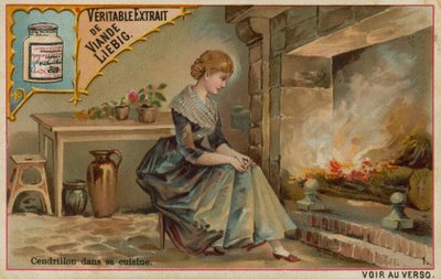 Cinderella by the Kitchen Fire by European School