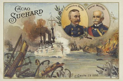 Commodore George Dewey and Admiral Patricio Montojo, Battle of Manila Bay, Spanish-American War, 1 May 1898 by European School