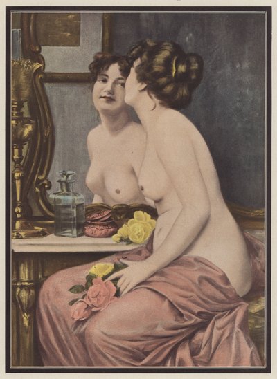 Coquetry, Woman Before a Mirror by European School
