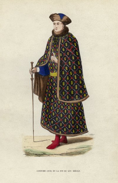 Civil Costume of the Late 14th Century by European School