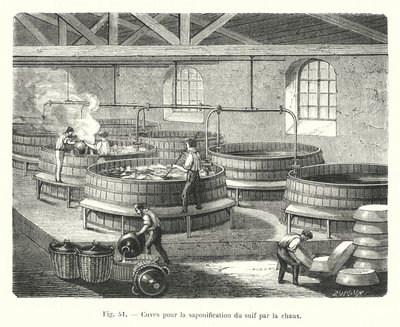 Tanks for Saponification of Tallow by Lime (engraving) by European School