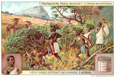 Damaras hunting antelopes by European School
