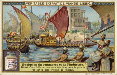 Departure of a trading fleet from India for the land of gold on the East coast of Africa by European School