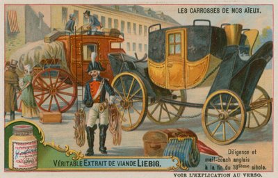 English Stagecoach and Post from the 18th Century by European School