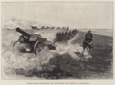 French Military Manoeuvres, New Guns getting into Position at Valfroicourt (engraving) by European School