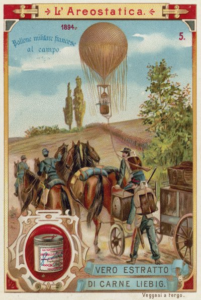 French military balloon in the field, 1894 by European School
