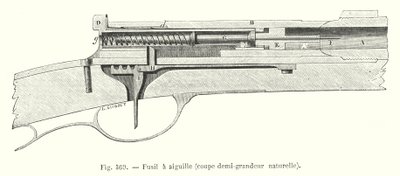 Needle Gun, Half-Natural Size Section (engraving) by European School