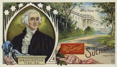 George Washington, first President of the United States and the White House, Washington DC by European School