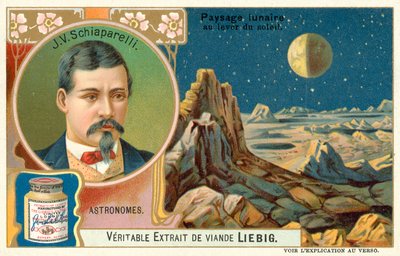 Giovanni Schiaparelli and the Surface of the Moon at Sunrise by European School