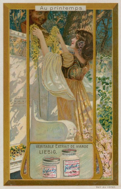 Girl Putting Flowers on a Statue by European School