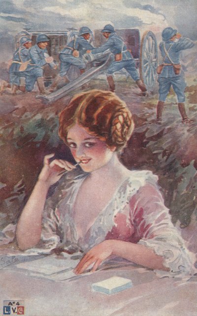 Girl Writing to a Soldier by European School