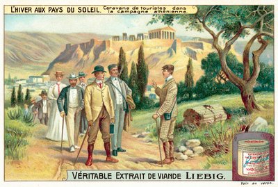 Group of tourists in the Athenian countryside by European School