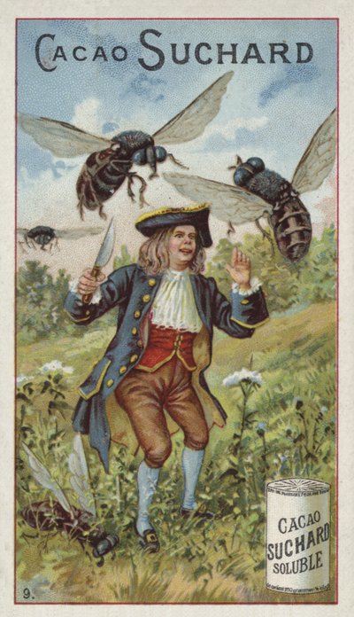 Gulliver attacked by giant wasps in Brobdingnag by European School