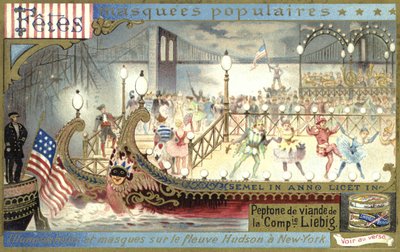 Illuminations and dance on the Hudson River, New York by European School