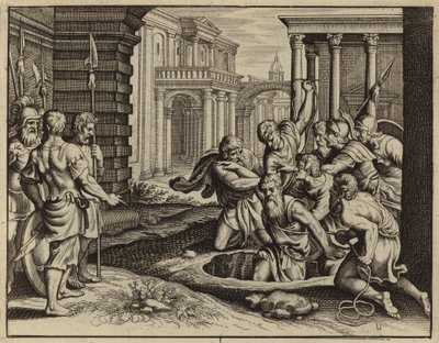 Jeremiah thrown into a cistern for prophesising the ruin of Jerusalem by European School