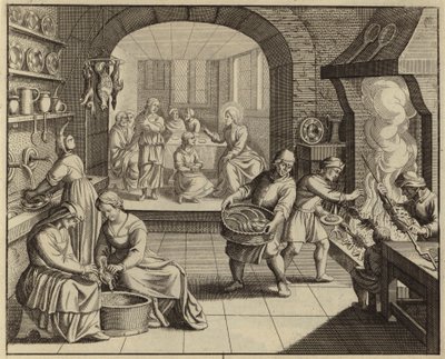 Jesus Christ at the home of Martha and Mary by European School