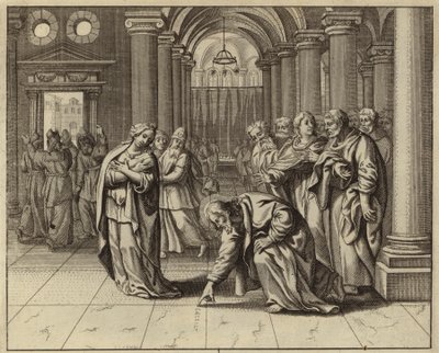 Jesus and the woman caught in adultery by European School