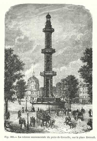 The Monumental Column of the Grenelle Well, on Place Breteuil (engraving) by European School